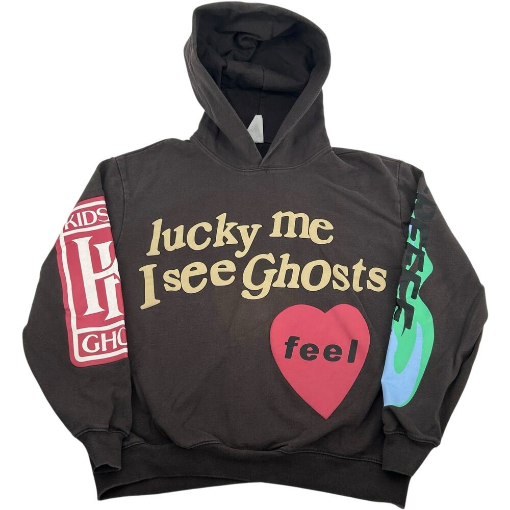 Mens 'Lucky Me I See Ghosts' 'Camp Flog Gnaw' Kanye West X Kid Cudi Hoodie Sz S